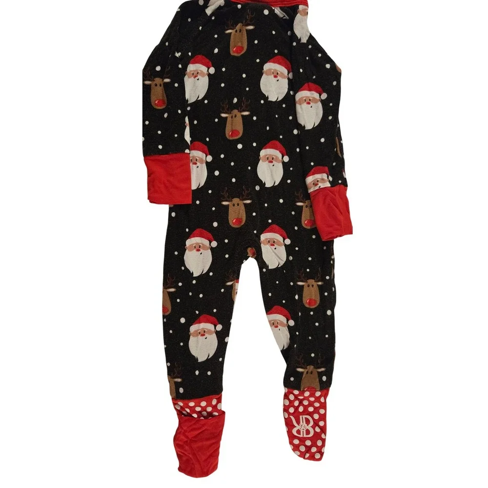 Bums & Roses Christmas Santa Reindeer Pajama Sleepsuit Baby 6 9 Months‎
